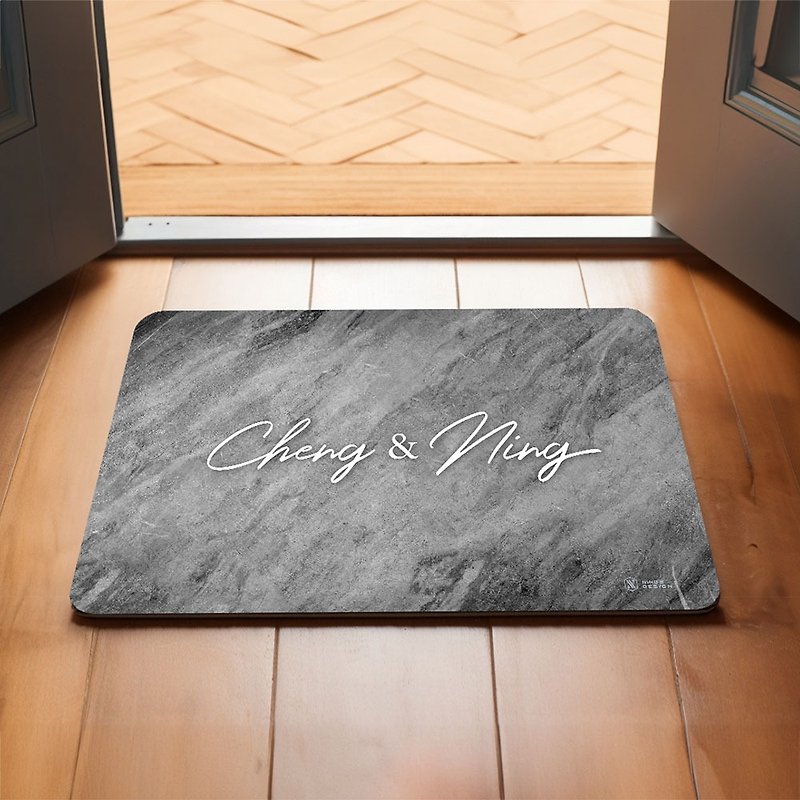Customized dark gray marble diatomaceous earth absorbent floor mat-diatomite/diatomaceous earth (soft cushion type) - พรมปูพื้น - วัสดุอื่นๆ สีเงิน
