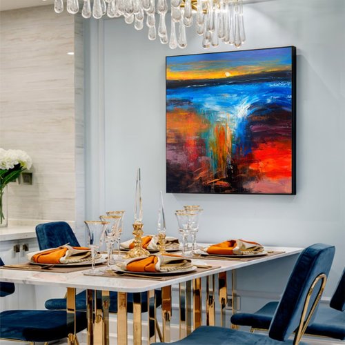 オリジナル海アクリル絵画抽象壁掛けアートワーク現代壁アート