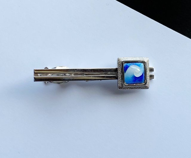 渦【ターコイズ Turquoise】七宝焼のネクタイピン 純銀胎有線七宝