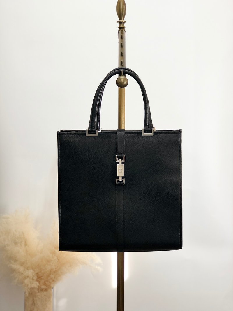 【 日本直送　名牌中古包 】GUCCI グッチ ジャッキー ハンドバッグ ブラック レザー vintage ヴィンテージ オールド 2kdzsa - 手提包/手提袋 - 真皮 黑色