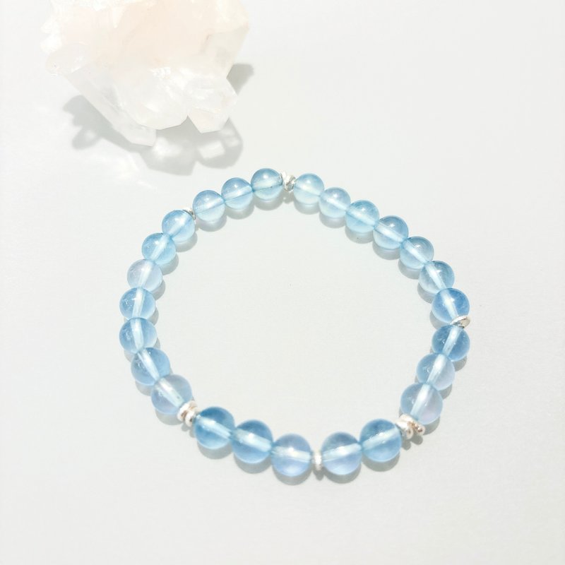 Ops Aquamarine light blue Unique Silver Gemstone bracelet - สร้อยข้อมือ - เครื่องเพชรพลอย สีน้ำเงิน