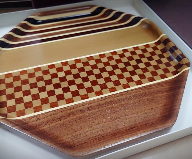 箱根寄木細工】和工芸八角盆 市松文（小） - ショップ