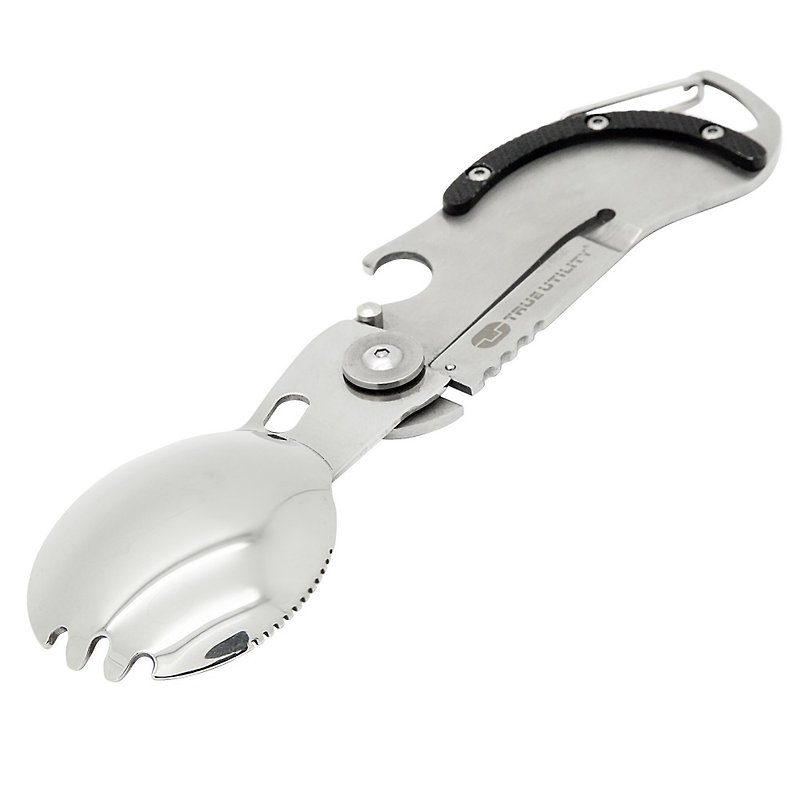 【True Utility】英國多功能刀叉鑰匙圈工具組Sporknife - 餐具/刀叉湯匙 - 不鏽鋼 銀色