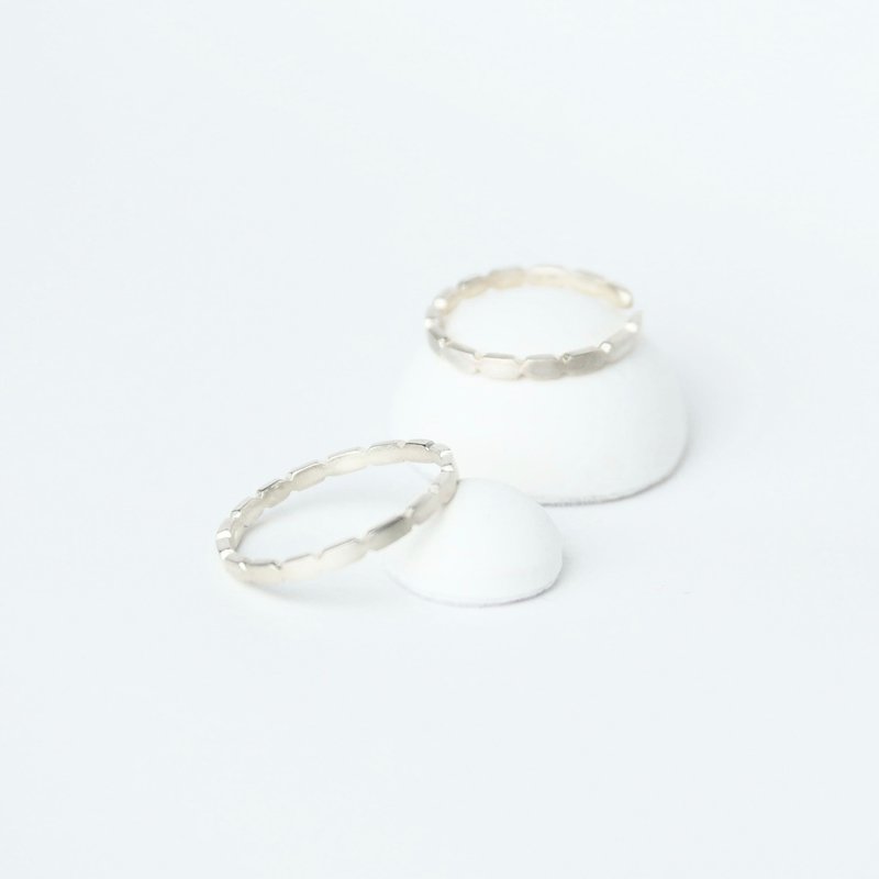 wuwu hexagonal rectangular ring - แหวนทั่วไป - เงินแท้ สีเงิน