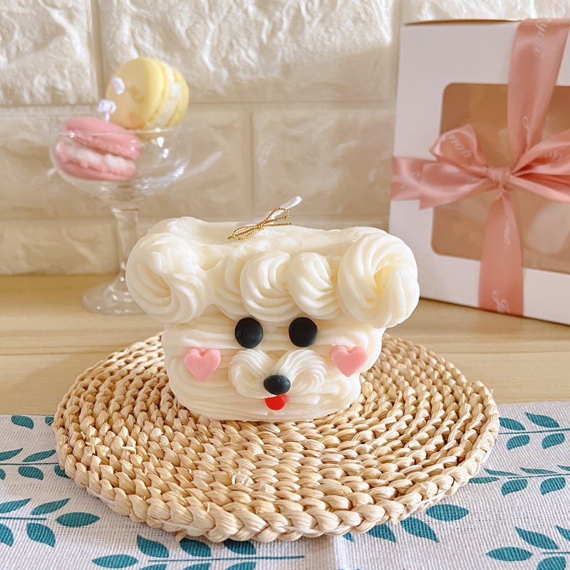 Teddy Cake Shape Candle Poodle Cake Candle Korean Three-dimensional Cake Candle Customized Fragrance - Candles & Candle Holders - Wax 