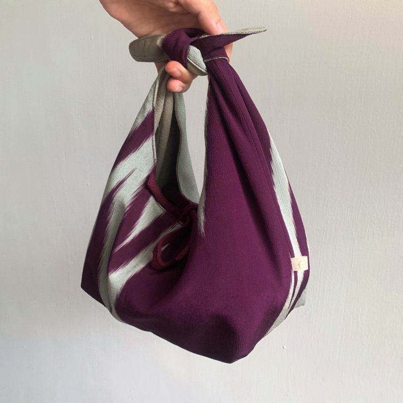 Silk x Cotton-Linen 2 way Lunch bag - Handbags & Totes - Cotton & Hemp Purple