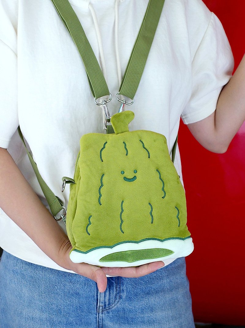 Original Genuine Bitter Melon Small Bag Shoulder Crossbody Bag Dual-Purpose Plush Backpack Casual Cute Student Mini School Bag - Backpacks - Other Materials 
