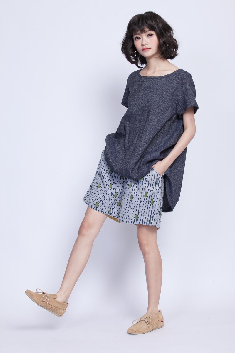 Hill shorts _ fair trade - กางเกงขายาว - ผ้าฝ้าย/ผ้าลินิน สีน้ำเงิน