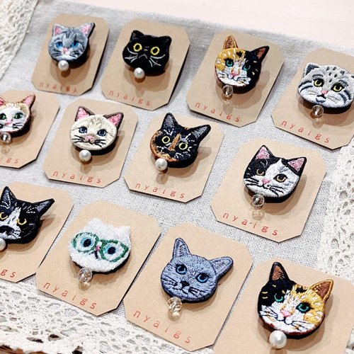 猫刺繍ブローチ CAT Embroidery Brooch - ショップ nyaigs