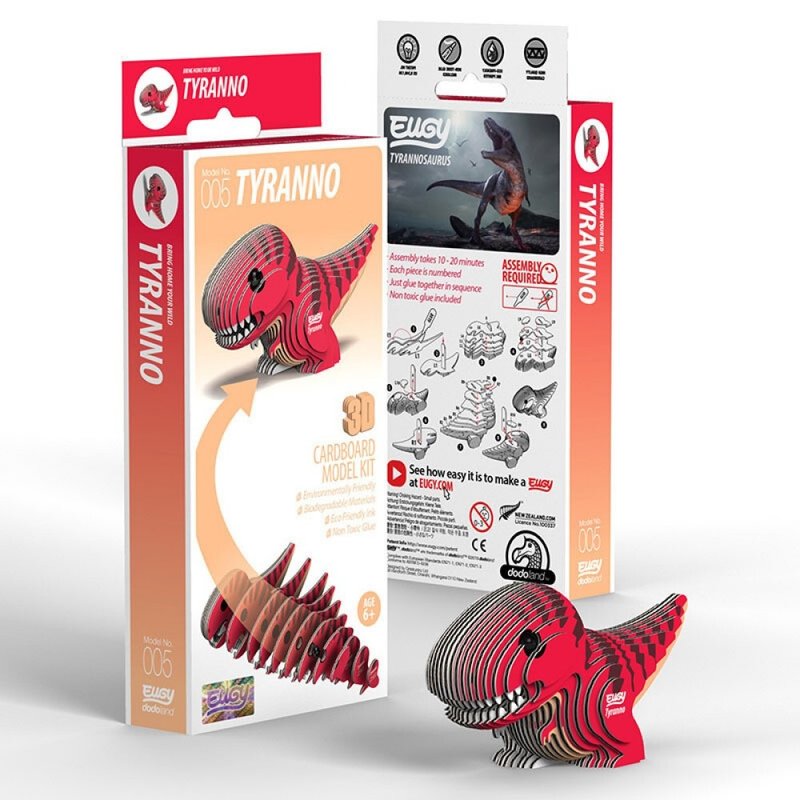 EUGY 3D Cardboard Kit Set Model - Tyranno - Puzzles - Paper Red