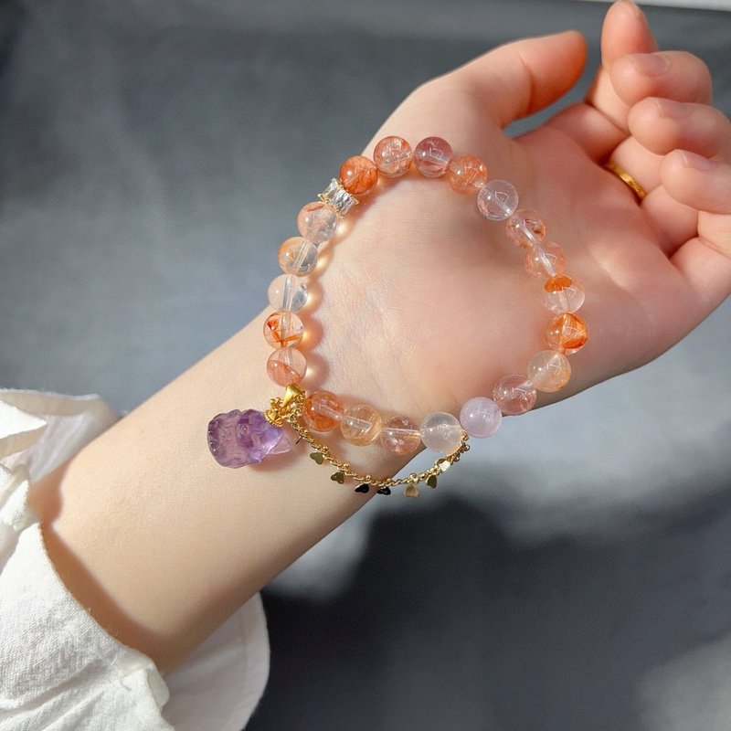 Plastic flower bracelet, natural koi rubber flower, helps career and studies, promotes the relationship between husband and wife - สร้อยข้อมือ - คริสตัล 