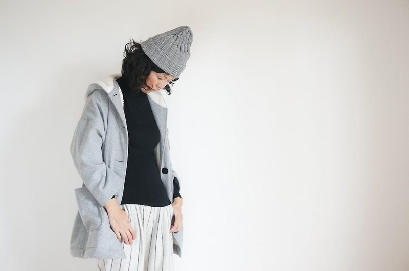 Melton wool oversize Coat LADY'S  GRAY - 女大衣/外套 - 棉．麻 灰色