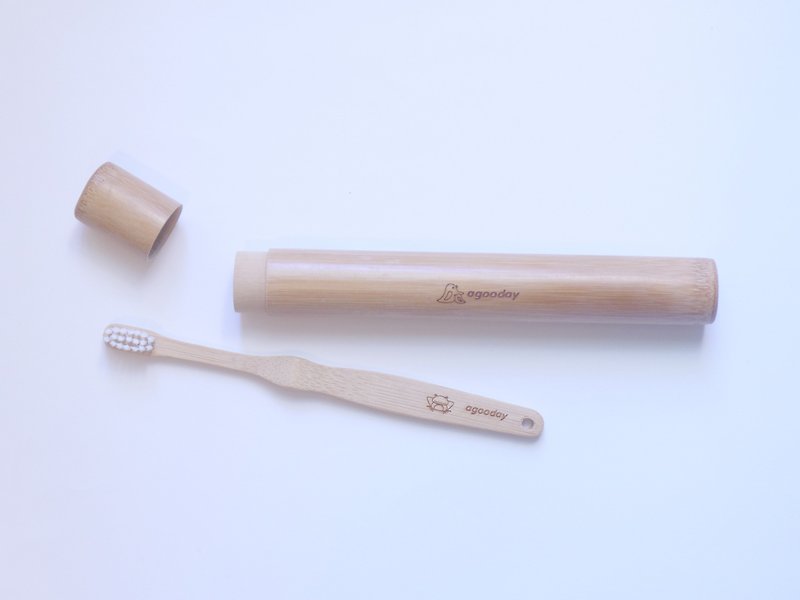 [Good days agooday] Adult bamboo toothbrush storage tube group - Renewable environmentally friendly nylon - Other - Bamboo Khaki