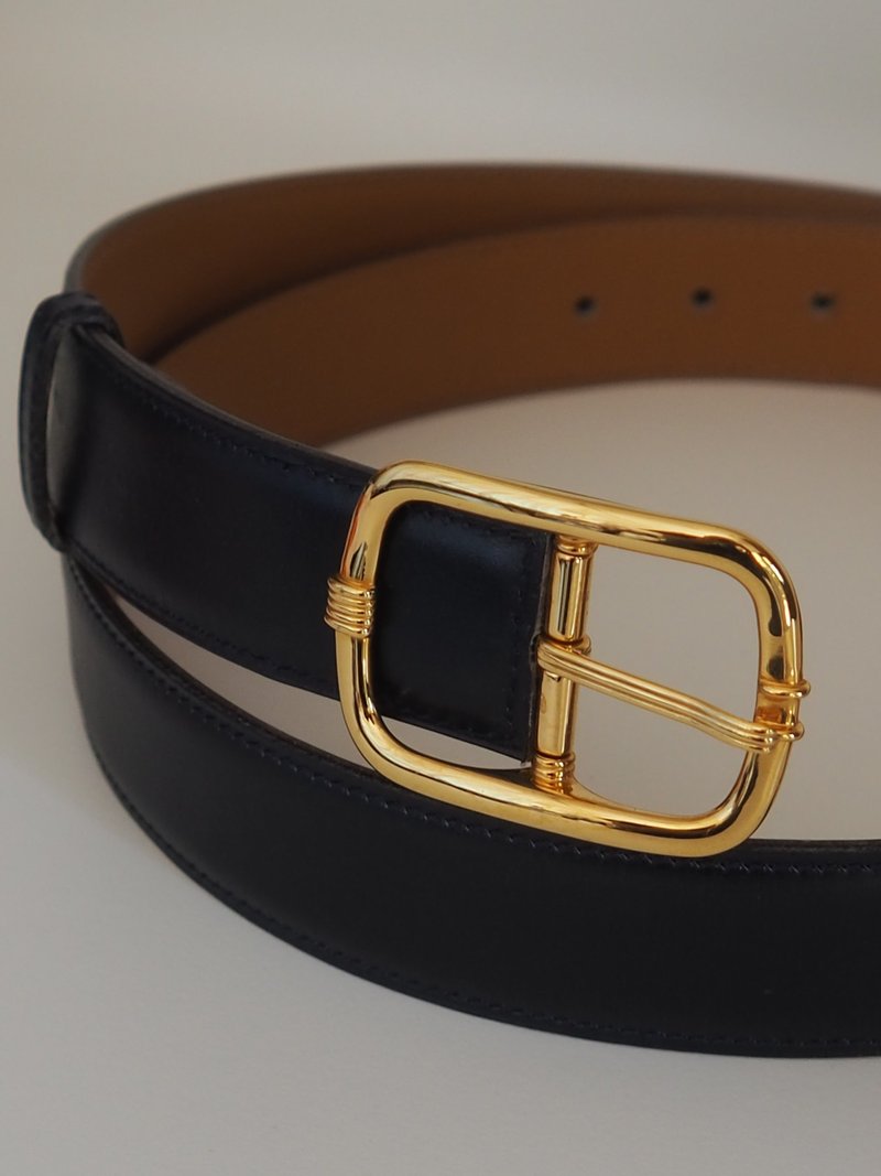 HERMES Belt 90 Chaine d'Ancre Gold Black Men's Unisex Vintage - Belts - Other Metals Gold