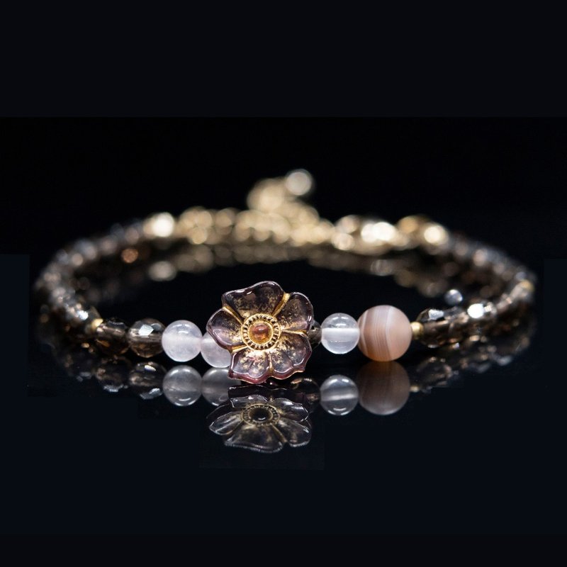 【Kyara】Smoky Quartz & Rose Quartz Bracelet | Romance Optimism - สร้อยข้อมือ - คริสตัล 