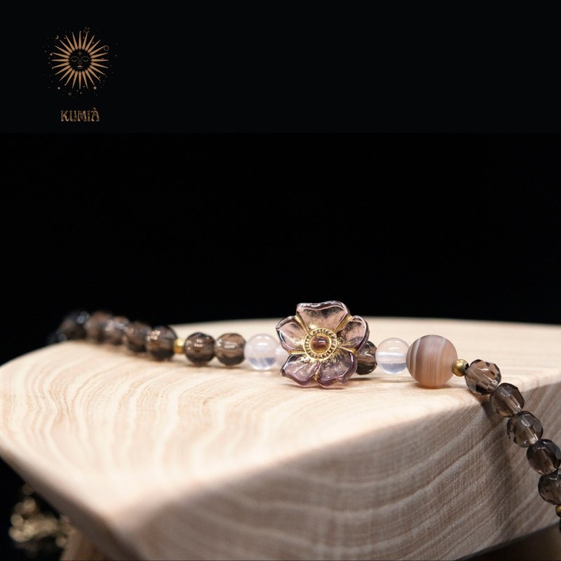 【伽羅/Kyara】茶晶舒緩疲勞粉晶戀情加分 | 天然石 水晶手鍊 - 手鍊/手環 - 水晶 