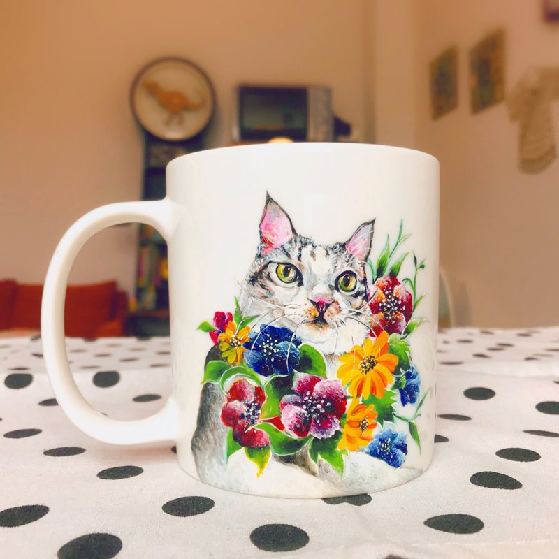 *客製化* 動物花卉大馬克杯 - 客製化寵物商品 - 瓷 多色
