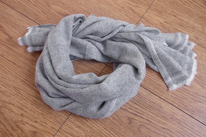 Cashmere Stripes Shawl  Scarf  Stole Grey - Knit Scarves & Wraps - Wool Gray