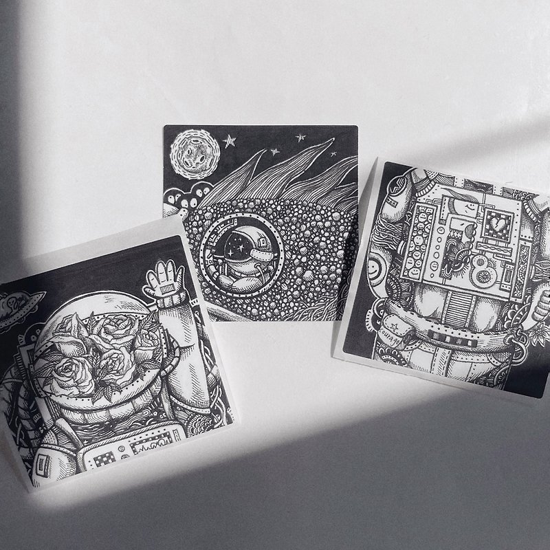 【A Space Odyssey】Three stickers set - Stickers - Paper Black