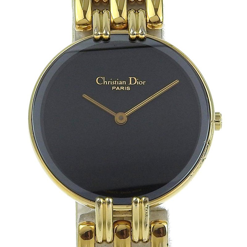 【日本直送】クリスチャンディオール Dior バキラ 腕時計 D46-154-4 金メッキ クオーツ アナログ表示 黒文字盤 レディース【中古】 - 女錶 - 其他金屬 黑色