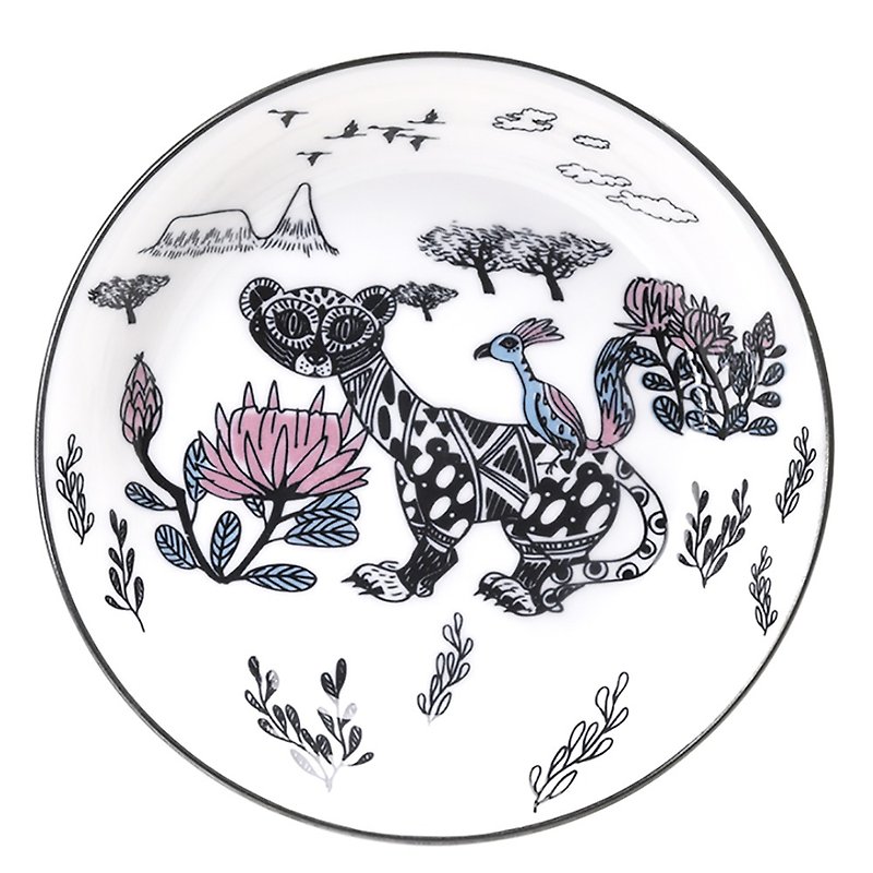 WANYAMA animal series-1 deep plate-leopard (21.4cm) - Plates & Trays - Pottery Multicolor