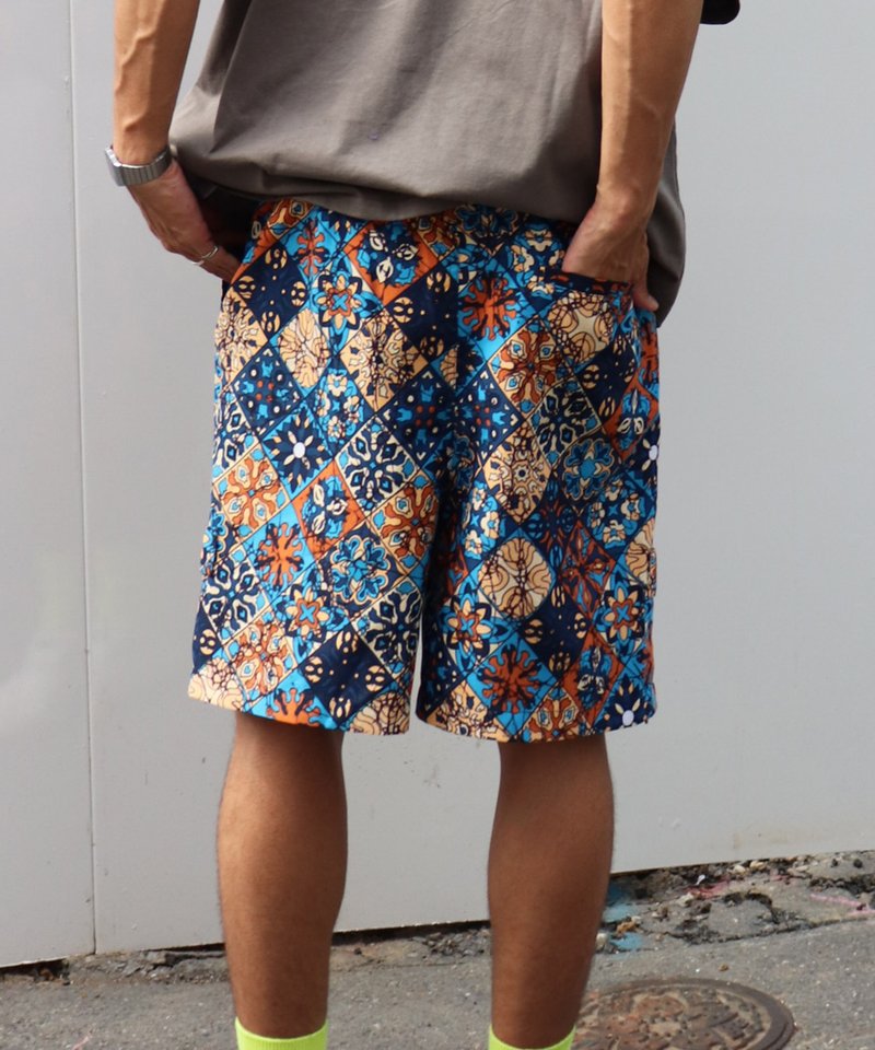 AFRICA 2WAY SHORT PANTS 156/MOSAIC - 中性長褲/短褲 - 聚酯纖維 藍色