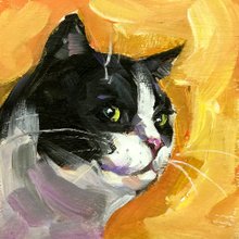 猫の絵ペットオリジナルアート油絵ぶち猫のアートワーク動物の