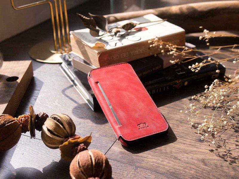 alto Foglia for iPhone X / Xs 革製携帯ケース – 珊瑚 Leather Case - スマホケース - 革 レッド