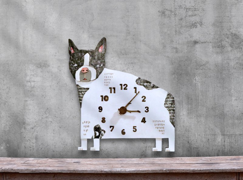 Words Adorning a Dog: French Bulldog Clock, Wooden Wall Clock - นาฬิกา - ไม้ 