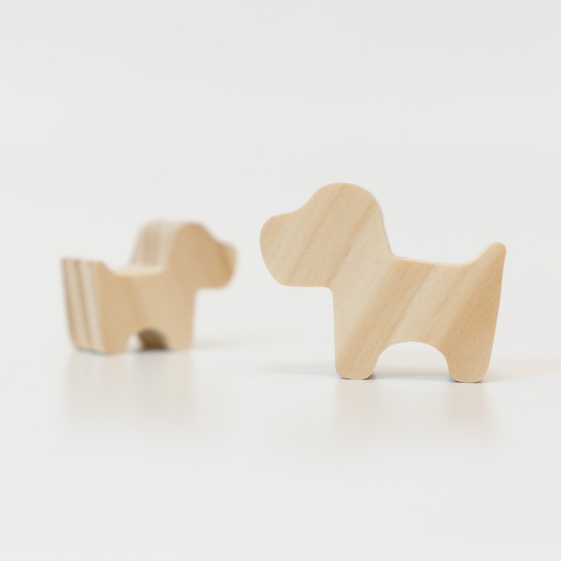 wagaZOO thick-cut building blocks farm series-little dog - Items for Display - Wood Khaki