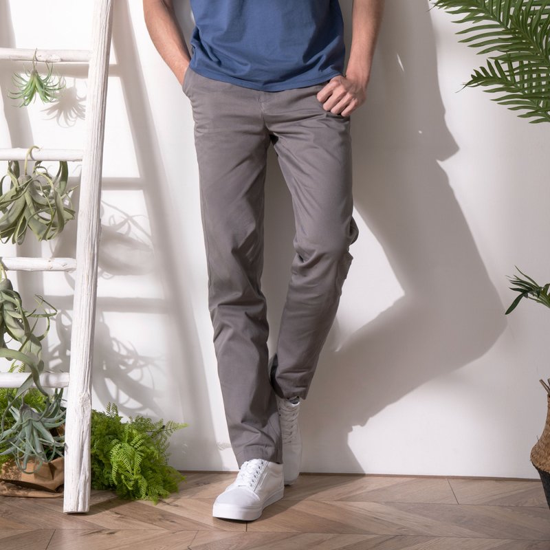 MEN'S KHAKI PANTS∣Straight Cut ‧ 3 Color Slim Comfy ‧ Mid-Rise Half-Elastic - Men's Pants - Cotton & Hemp 