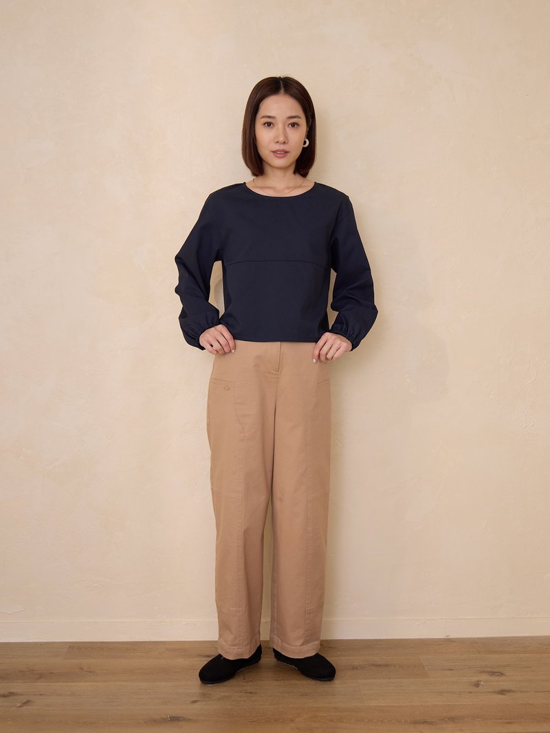 Concerto Straight Long Wide Pants – Invitation to a Walk - กางเกงขายาว - ผ้าฝ้าย/ผ้าลินิน สีกากี