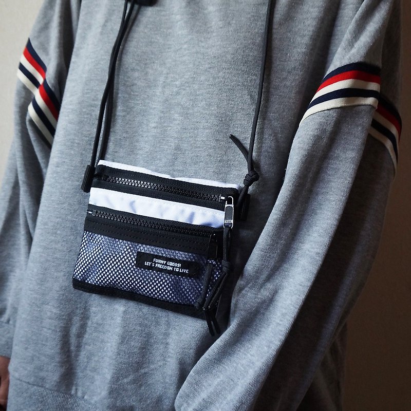 Mini Wallet Pouch Double Zipper Shoulder Bag (White)Ssize - Messenger Bags & Sling Bags - Nylon White
