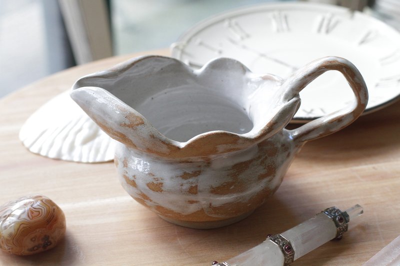 フレンチ ブラッシュ ホワイト ミルク ジャグ - その他のカップ - 陶器 ホワイト