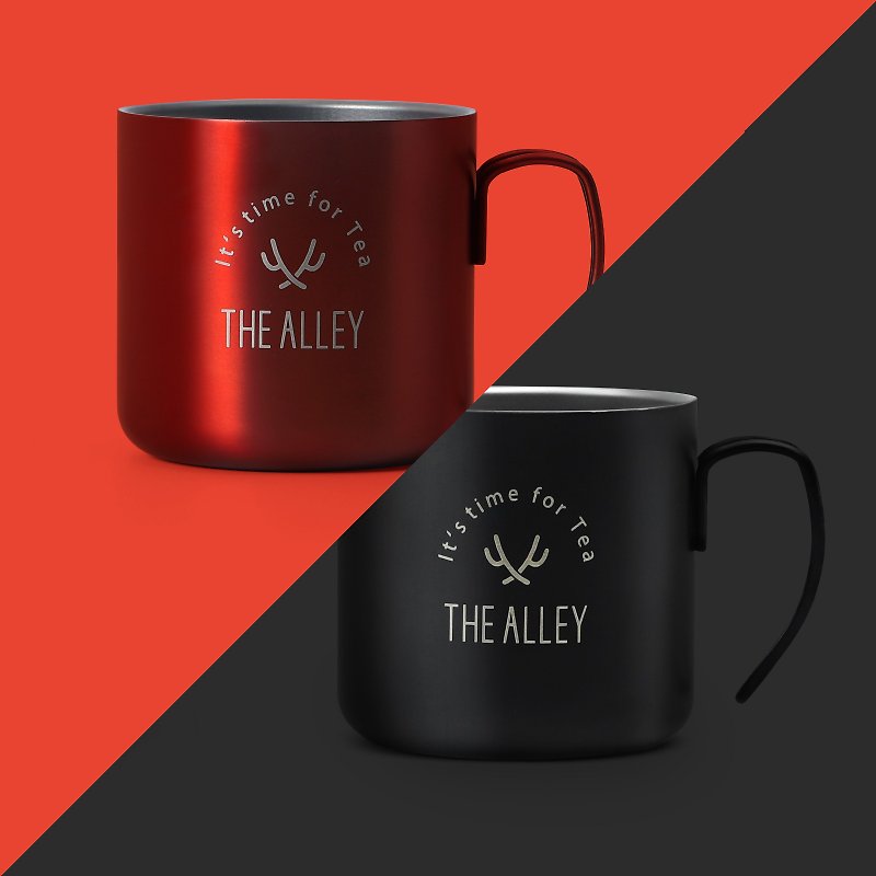 [THE ALLEY] Stainless Steel Cup with Handle (Red/Black) - Mugs - Stainless Steel Black