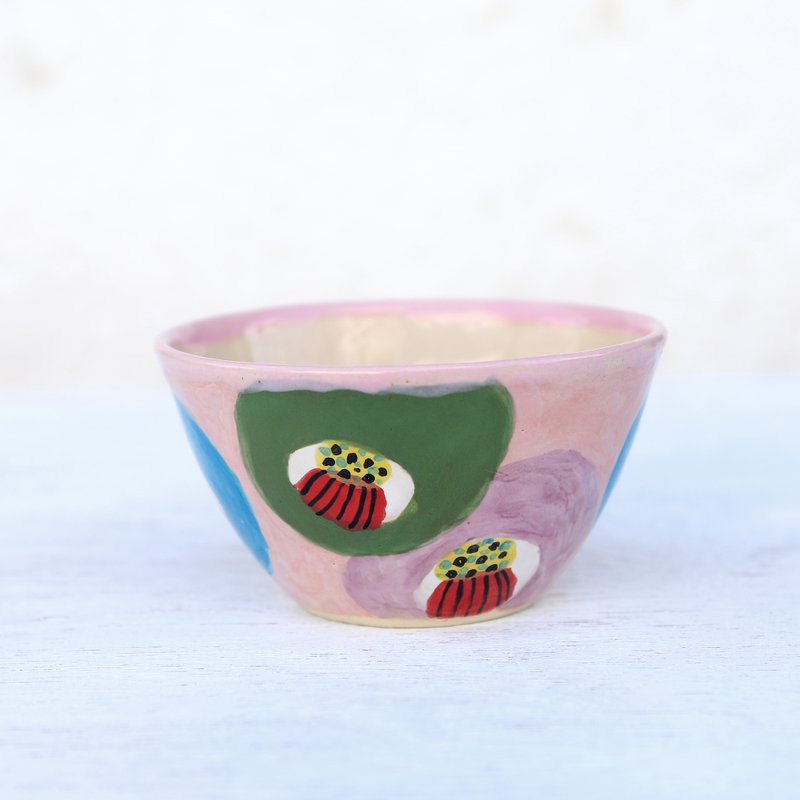 Color camellia bowl, pink ground - Bowls - Pottery Pink