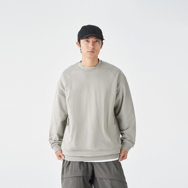 TopBasics 380G重磅雙口袋衛衣 - 男 T 恤 - 棉．麻 灰色