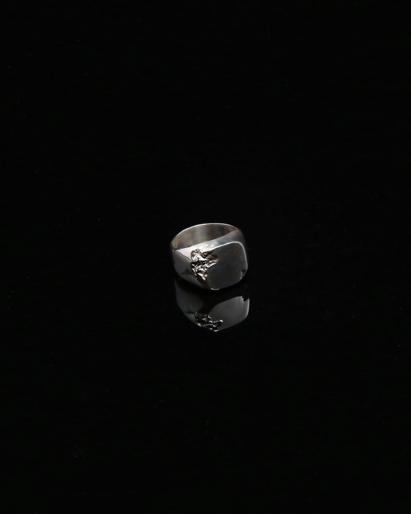 Destroyed Signet Ring - General Rings - Sterling Silver Silver