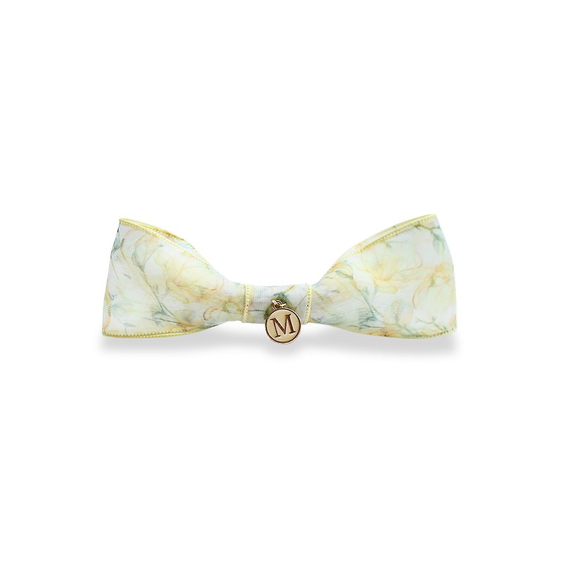Choose your own English letters - Magnolia flower bow hair tie light yellow - Hair Accessories - Other Materials Yellow