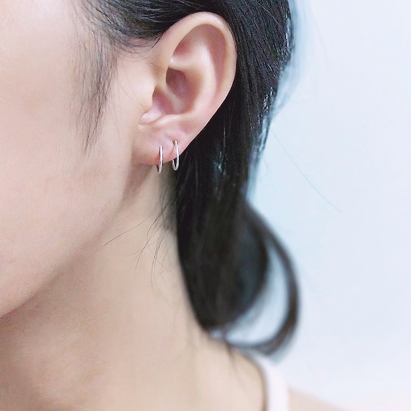 │Simple│Double Circle• Sterling Silver Earrings• Anti-allergic• Original Designer - Earrings & Clip-ons - Other Metals Transparent