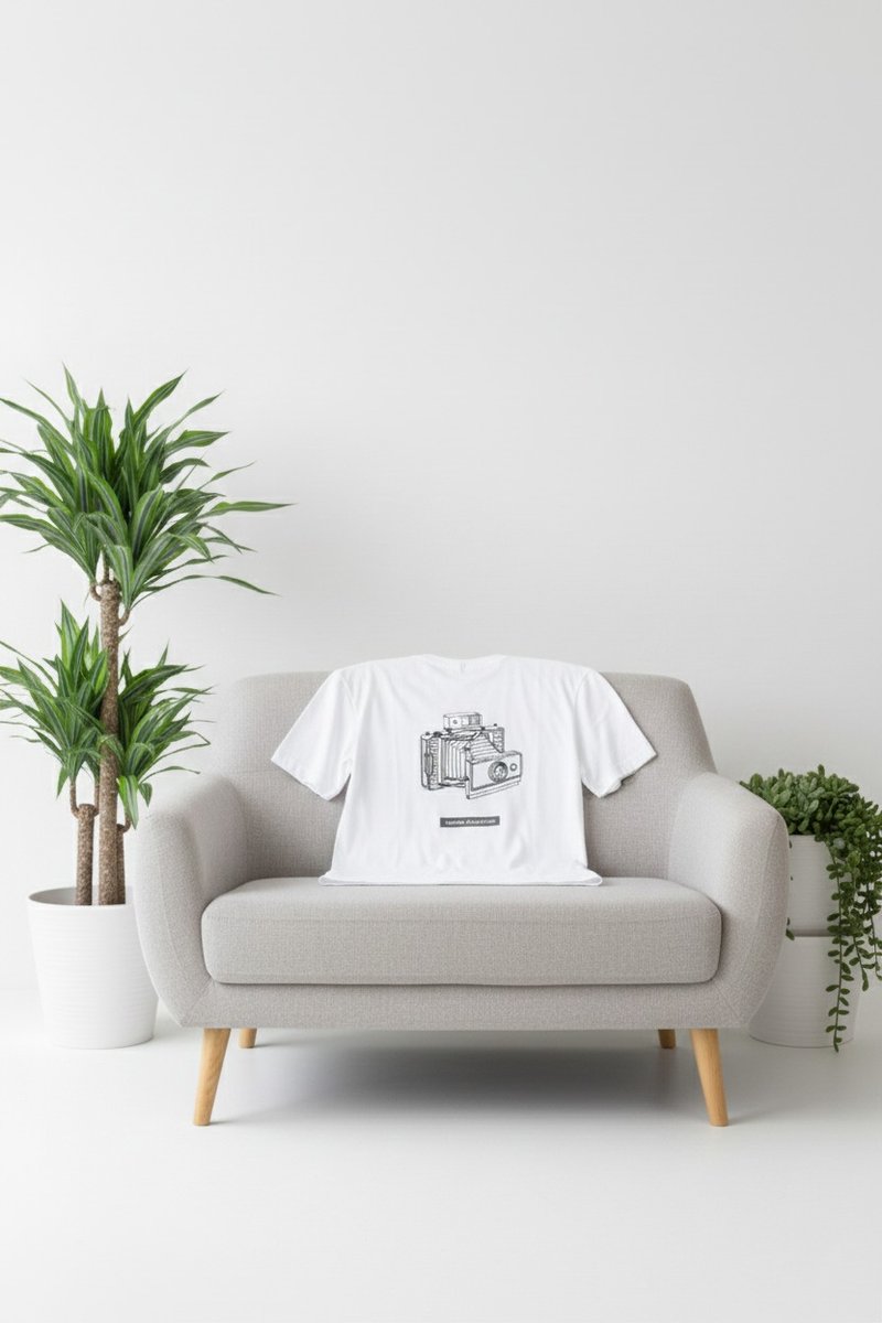 Retro Instant Camera T-shirt | A002 - เสื้อยืดผู้ชาย - ผ้าฝ้าย/ผ้าลินิน หลากหลายสี