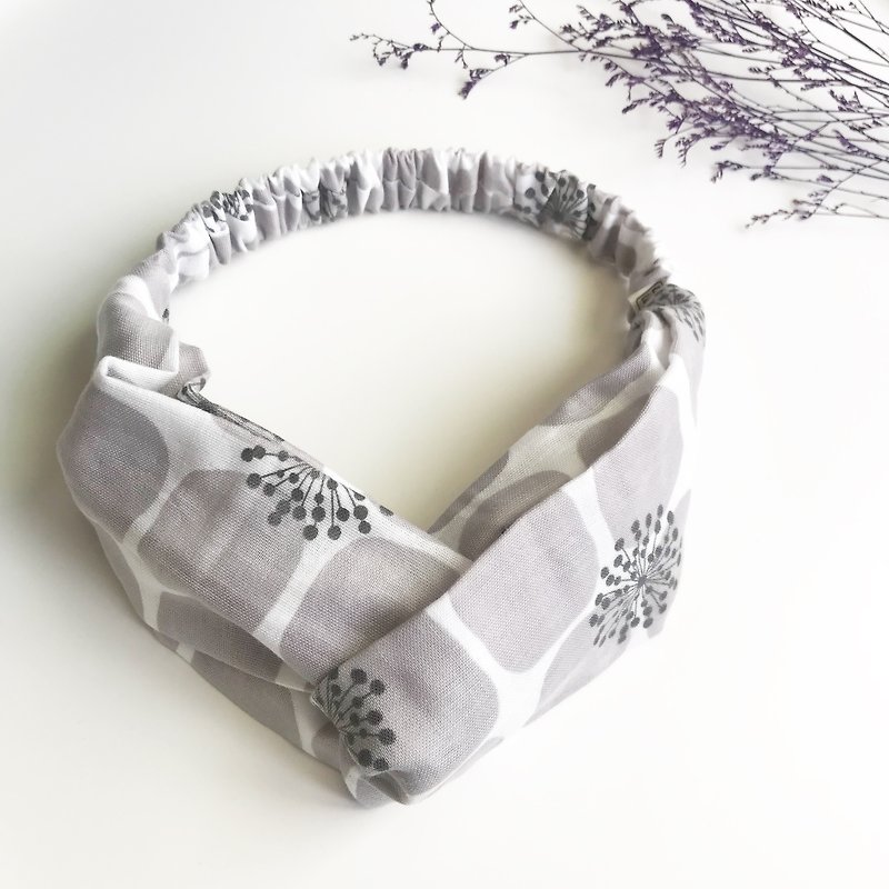 Large 蒟蒻 cross hair band - cement ash - Headbands - Other Materials Gray