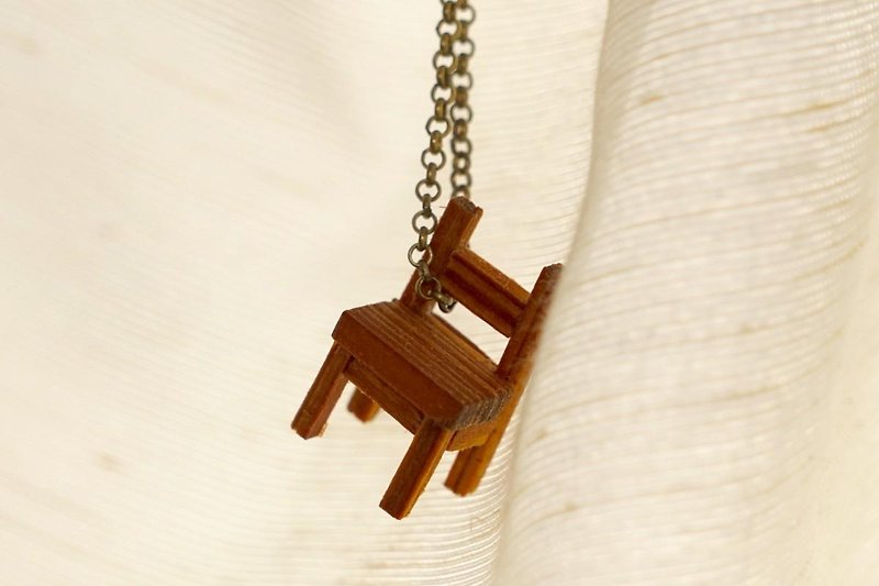 mini-chairネックレス - ネックレス - 木製 ブラウン