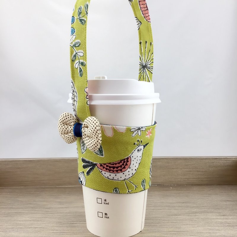 Birdish Spring Breeze - Eco Cup Holder - Bow Section / Stationary Straw - Beverage Holders & Bags - Cotton & Hemp 