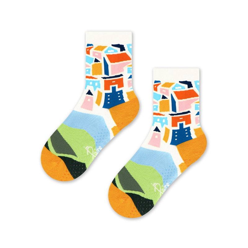 【in Pairs】Ancient city | Child socks - Socks - Cotton & Hemp Multicolor