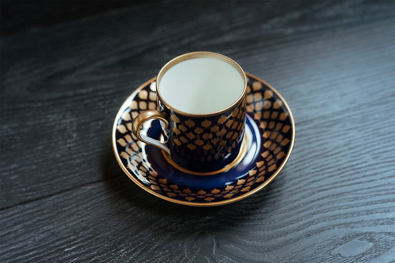 Former East German period cobalt blue esspresso coffee cup set / B - Mugs - Porcelain Blue