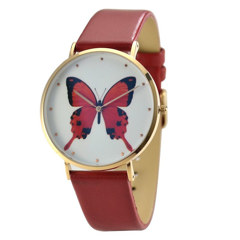 經典簡約蝴蝶手錶 紅色 - 全球免運 - 女裝錶 - 其他金屬 多色