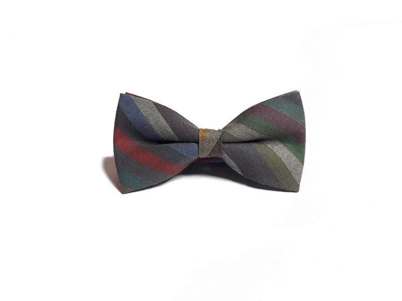 Wash the old color strip bow tie Bow ties - หูกระต่าย/ผ้าพันคอผู้ชาย - ผ้าฝ้าย/ผ้าลินิน หลากหลายสี