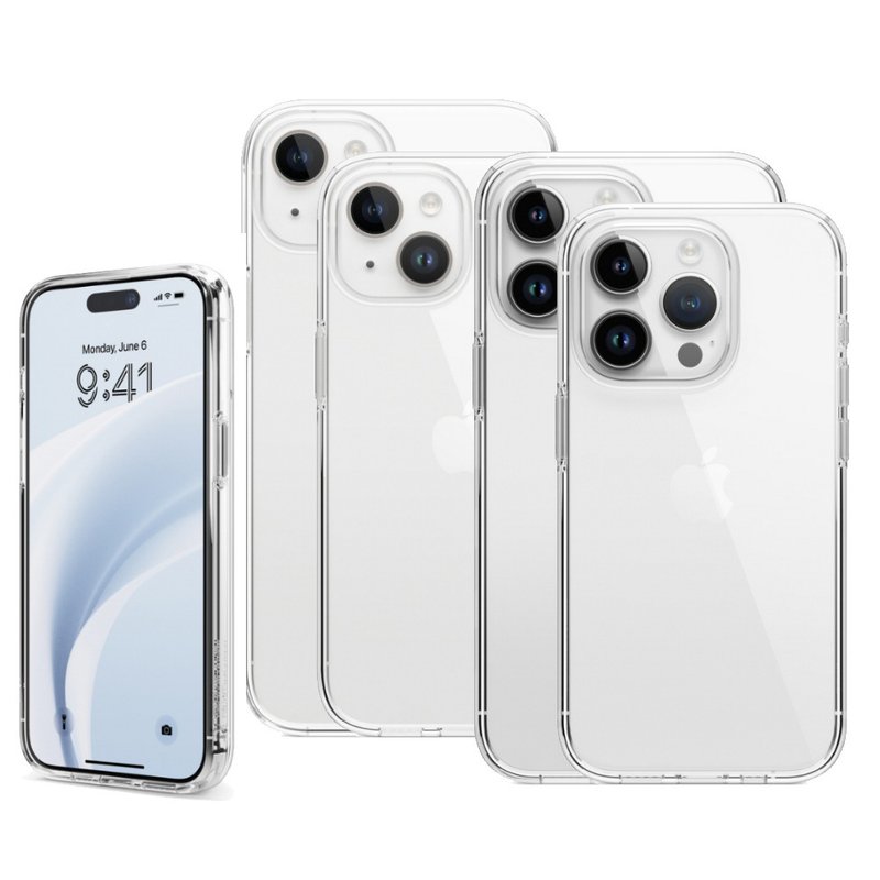 iPhone 15/15 Plus/15 Pro/15 Pro Max Hybrid full-cover transparent phone case - เคส/ซองมือถือ - พลาสติก สีใส