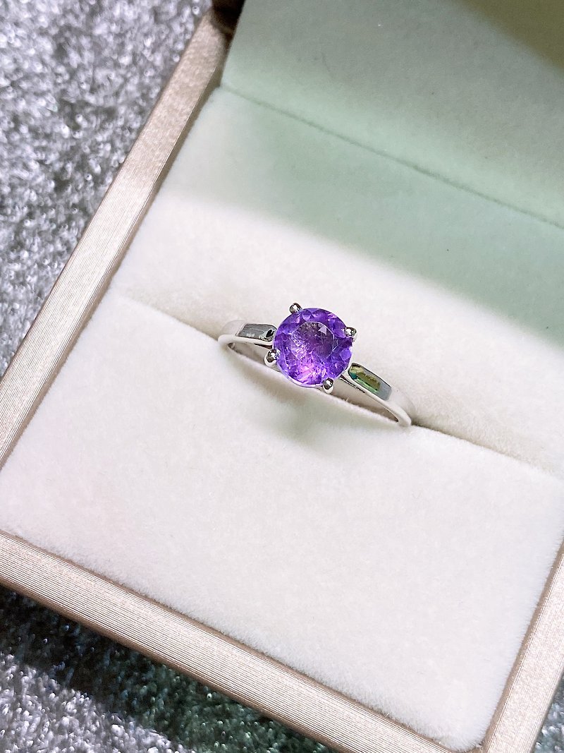 紫水晶 戒指 印度 手工製 925純銀 - 戒指 - 水晶 紫色